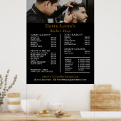 Stijlvolle Kapsels, Prijslijst Herenkappers Poster (Keuken)
