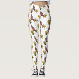 Stijlvolle kardinaal en bloemen - leggings