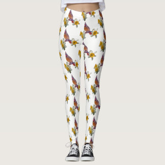 Stijlvolle kardinaal en bloemen - leggings