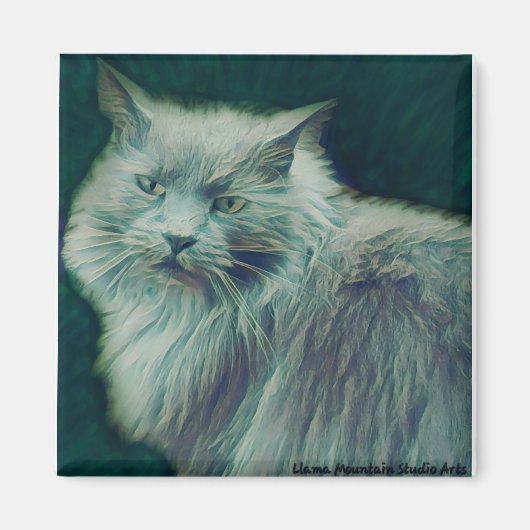 Stijlvolle kat #1 Groene Twig magneet (Voorkant)