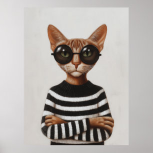 Stijlvolle kat met ronde bril poster