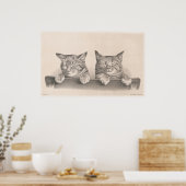  stijlvolle katten Tekenkunst afdrukken Poster (Keuken)