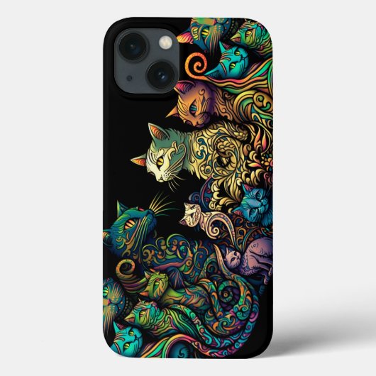 Stijlvolle Kattenkleuren op Black Frieze Case-Mate iPhone Case (Achterkant)