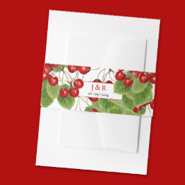 Stijlvolle kersen bruiloft Initialen monogram en d Uitnodigingen Wikkel