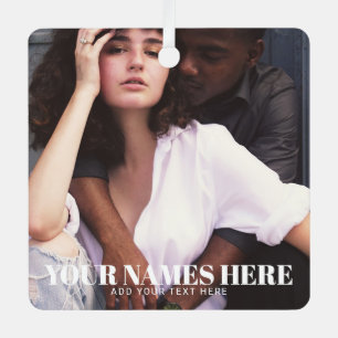 Stijlvolle kerst Minimale koppelfoto Metalen Ornament