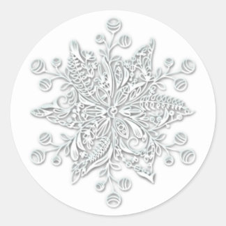 Stijlvolle kerst sneeuwvlok ronde sticker