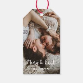 Stijlvolle Kerst Vrolijk Helder Familie Foto Cadeaulabel