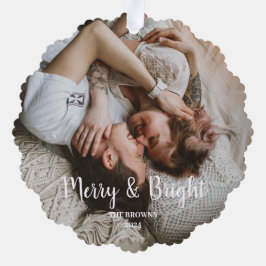 Stijlvolle Kerst Vrolijk Helder Familie Foto Ornament Kaart