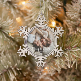 Stijlvolle Kerst Vrolijk Helder Familie Foto Tin Sneeuwvlok Ornament