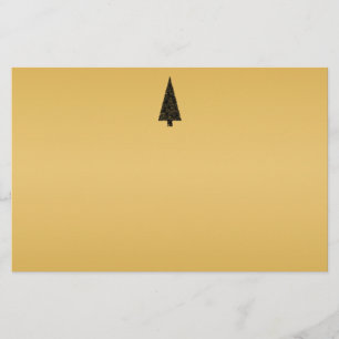 Stijlvolle kerstboom. Zwart en goud. Briefpapier