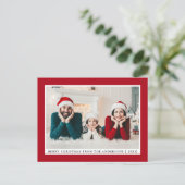 Stijlvolle kerstfoto rood briefkaart (Staand voorkant)