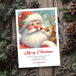 Stijlvolle Kerstman Rudolph Cartoon Kerstkaart