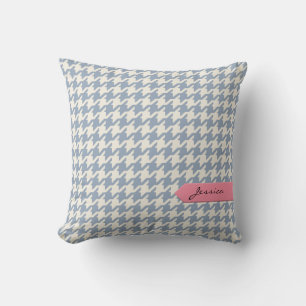 Stijlvolle klassieke grijze houndstooth met monogr kussen