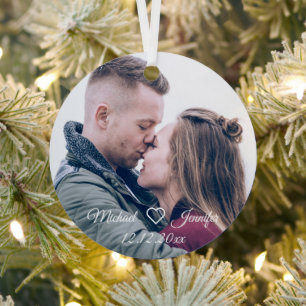 stijlvolle , klassieke kalligrafie trouwfoto metalen ornament