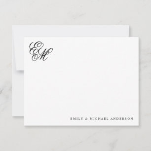Stijlvolle klassieke monogram script paar briefpap notitiekaartje