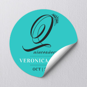 Stijlvolle klassieke Tiara Turquoise 15e Quinceañe Ronde Sticker