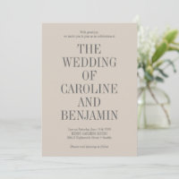 Stijlvolle klassieke typografie Elegant Beige Wedd
