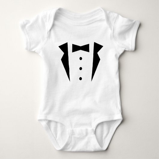 Stijlvolle kleine gentleman smoking met zwarte boo romper (Voorkant)