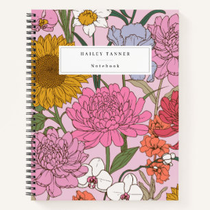Stijlvolle Kleurrijke Bloem Botanische Chic Bloems Notitieboek