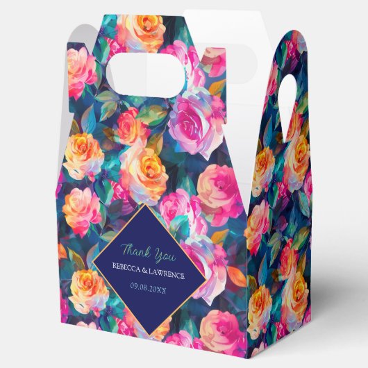 Stijlvolle Kleurrijke bloemen bruiloft Bedankdoosjes (Geopend)