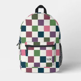 Stijlvolle kleurrijke Checkerboard Monogram Initia Bedrukte Rugzak