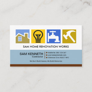Stijlvolle, kleurrijke constructiesymbolen visitekaartje