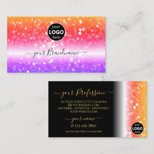 Stijlvolle Kleurrijke Sparkling Glitter Zwart met Visitekaartje