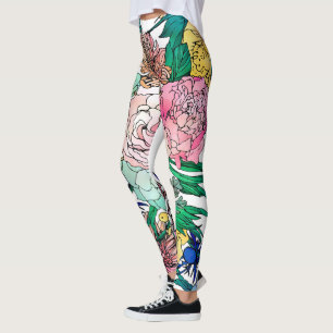 Stijlvolle kleurrijke Waterverf Floral Patroon Leggings