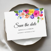 Stijlvolle kleurrijke wilde bloemen bruiloft save the date