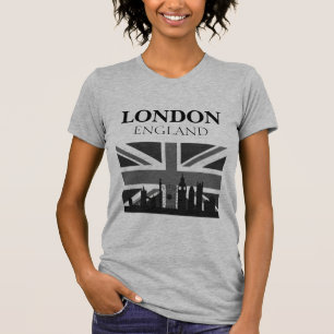 Stijlvolle koele zwarte grijze London Union Jack T-shirt