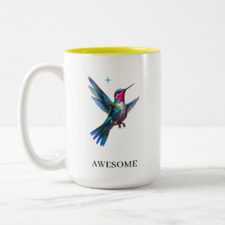 Stijlvolle kolibrie op wit tweekleurige koffiemok