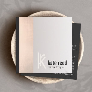 Stijlvolle koperen Roos gouden streep vierkant mon Vierkante Visitekaartje