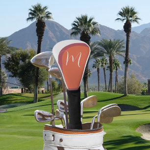 Stijlvolle Koraal en Magenta Roze Boog met Monogra Golfheadcover