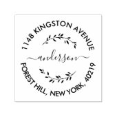 Stijlvolle krans aangepaste naam & adres  zelfinktende stempel (Design)