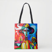 Stijlvolle kubisme Lady Canvas tas (Voorkant)