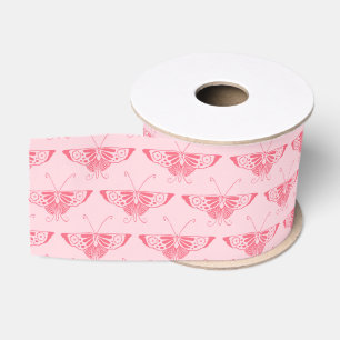 Stijlvolle Kunst Deco-vlinder - koraalroze Grosgrain Lint