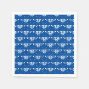 Stijlvolle kunstvlieg, kobalt blauw en wit servetten