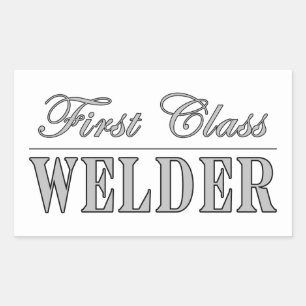 Stijlvolle lassers: eerste klas lasser rechthoekige sticker