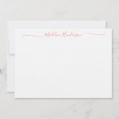 Stijlvolle leesroze schrijfkaart met elegante blus notitiekaartje (Voorkant)