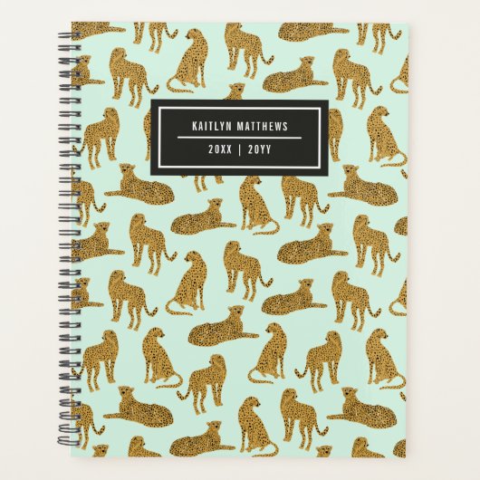 Stijlvolle Leopard Animal Pattern-naam | Mint Plan Planner (Voorkant)