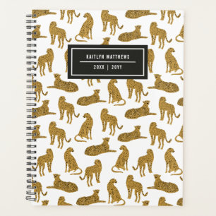 Stijlvolle Leopard Animal Pattern-naam White Pla Planner