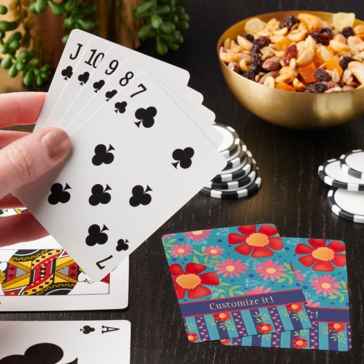 Stijlvolle Leuke Aangepaste Bloemen Patroon Naam I Pokerkaarten
