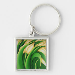 Stijlvolle lichtgele Tulpen Sleutelhanger