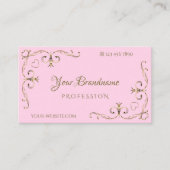 Stijlvolle lichtroze,  gouden hoeken voor sierdoel visitekaartje (Voorkant)