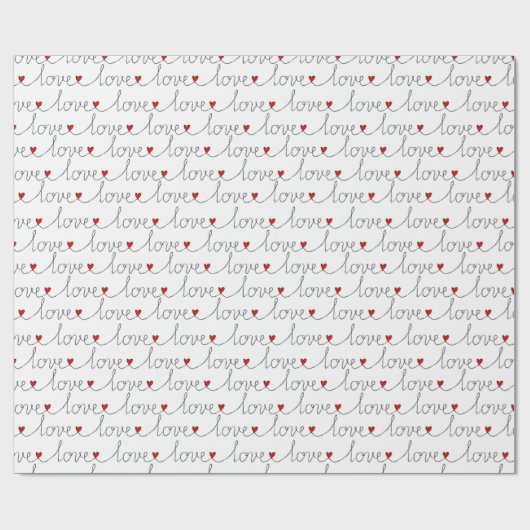 Stijlvolle liefdestekst met hartenpatroon cadeaupapier (Vlak)