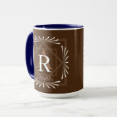 Stijlvolle Lijst Bruine Monogram Mok (Voorkant links)