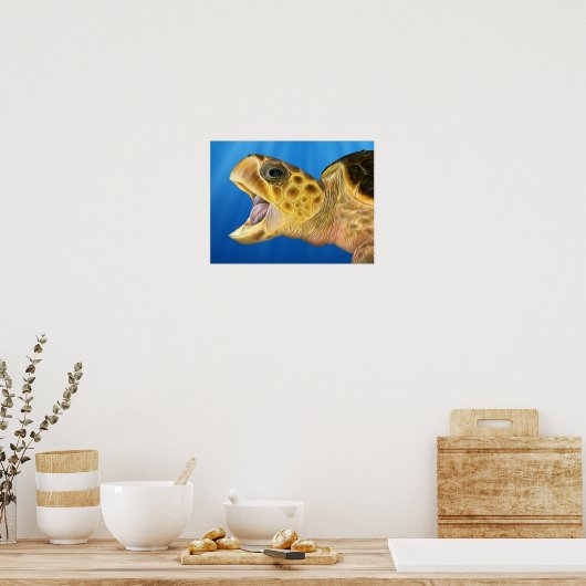 Stijlvolle Loggerhead Open Mouth Poster (Keuken)