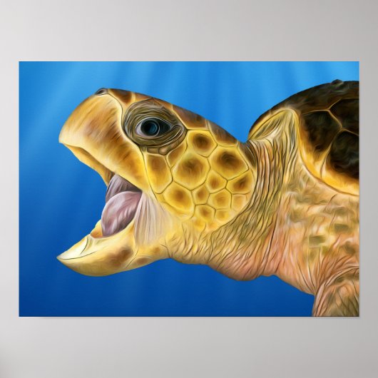 Stijlvolle Loggerhead Open Mouth Poster (Voorkant)