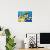 Stijlvolle Loggerhead Zee Turtle Poster (Thuiskantoor)