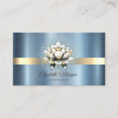 Stijlvolle Lotus Stripe Sparkle Blue Metallic Visitekaartje (Voorkant)